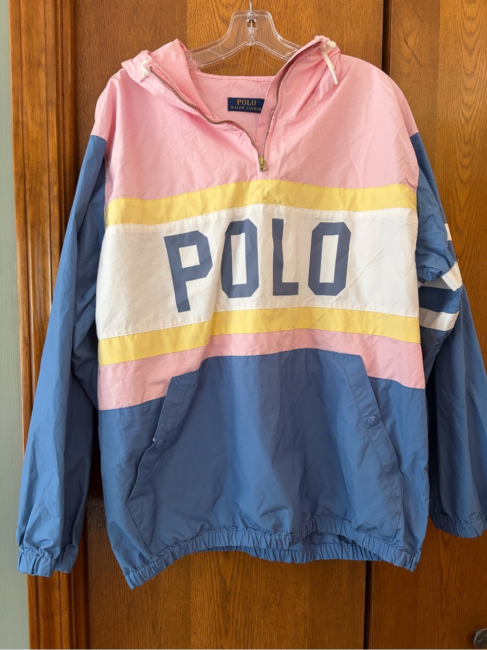 Vintage Ralph Lauren Colorblock Hooded Windbreaker - Pink, Blue, White, Yellow
